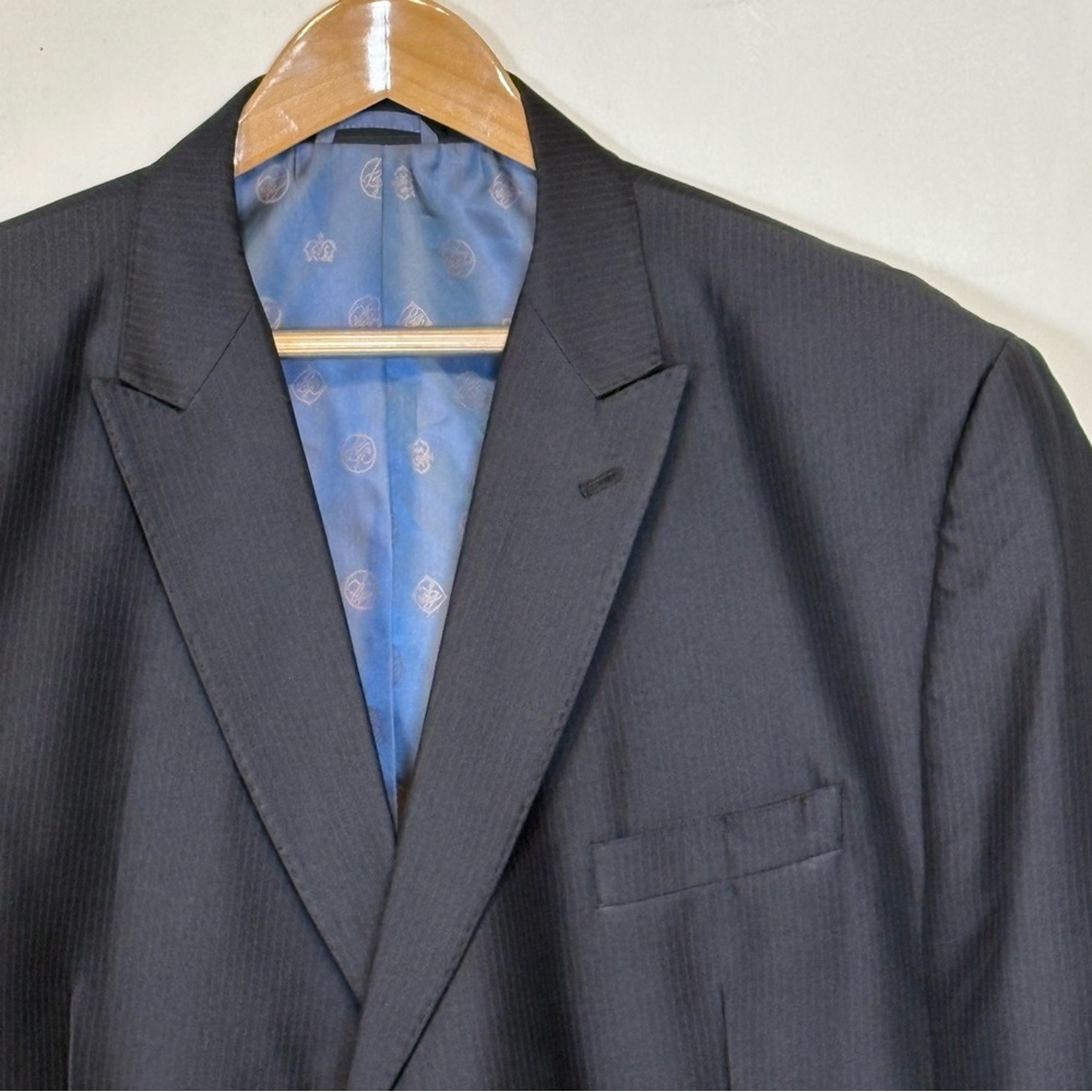 Sean John (P Diddy ) Black Pinstripe Suit Jacket with Blue Lining Size 52 Reg